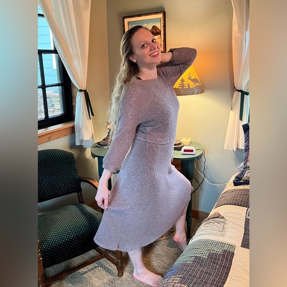 70s Knit Dress by RONNIE HELLER for MJ Pale Purple size 12 Boho Sweater Dress - Picture 2 of 5